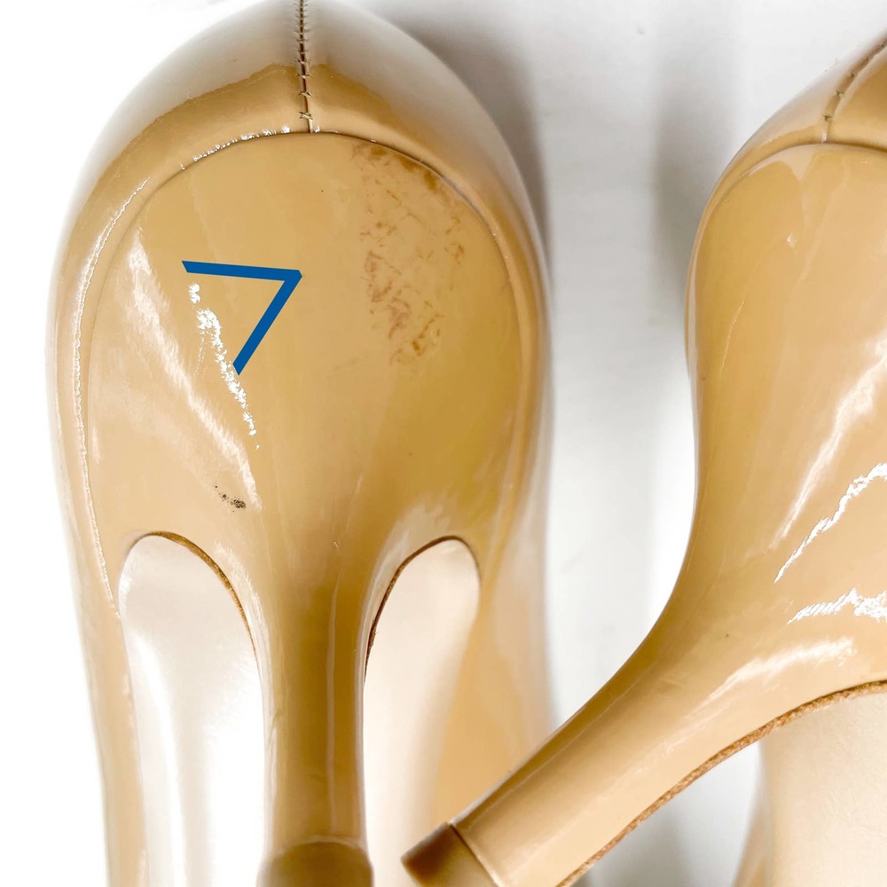 Valentino Nude Patent Leather Bow Pumps Peep Toe Kitten Heels - Picture 9 of 12